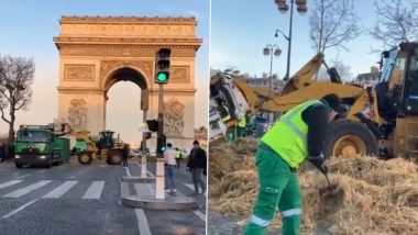 French Farmers Protests: ট্র্যাক্টর ও খড় দিয়ে প্যারিসের রাজপথ আটকে কৃষকদের বিক্ষোভ, দেখুন